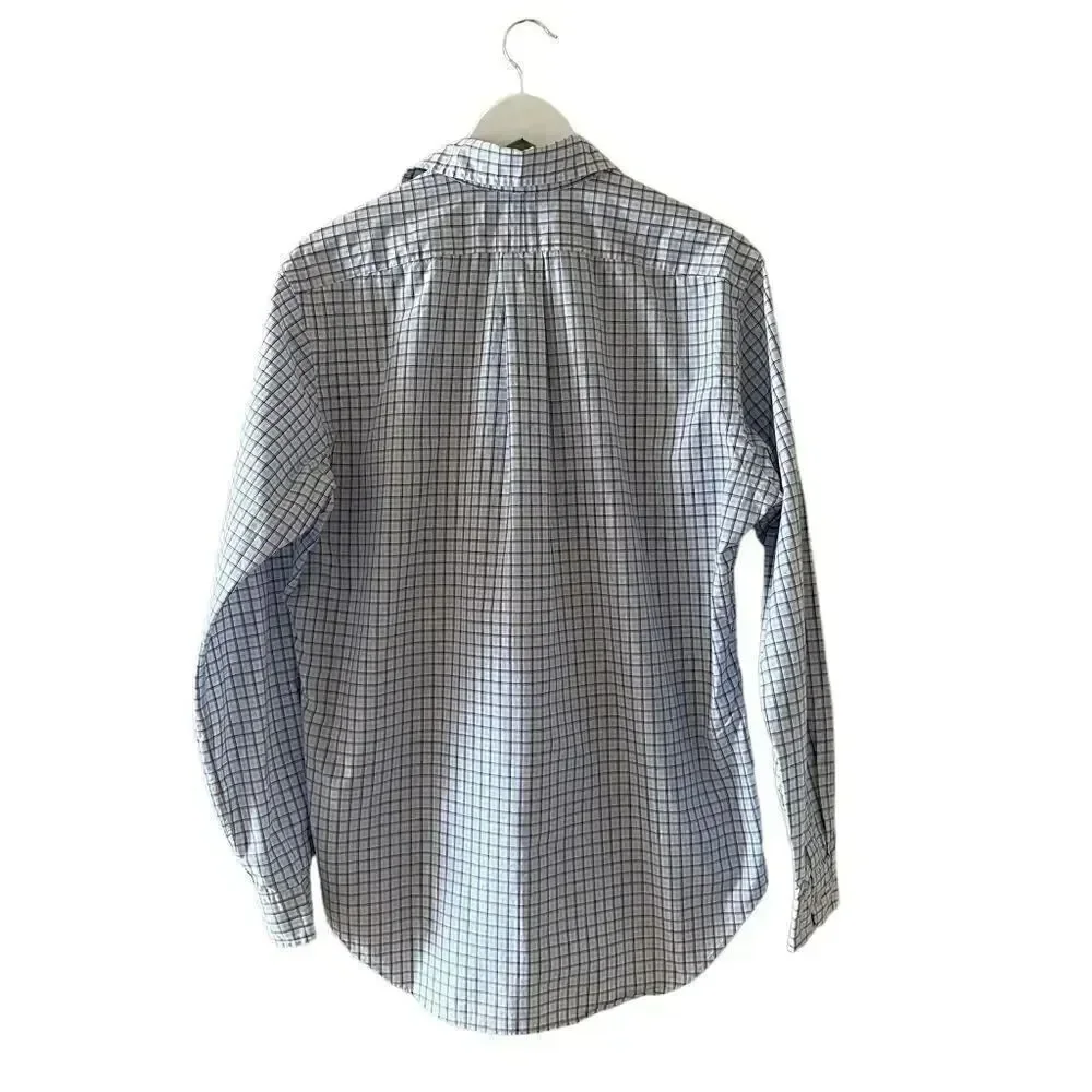 RALPH LAUREN Mens Blue Tattersall Button Down Cotton Shirt 15 1/2